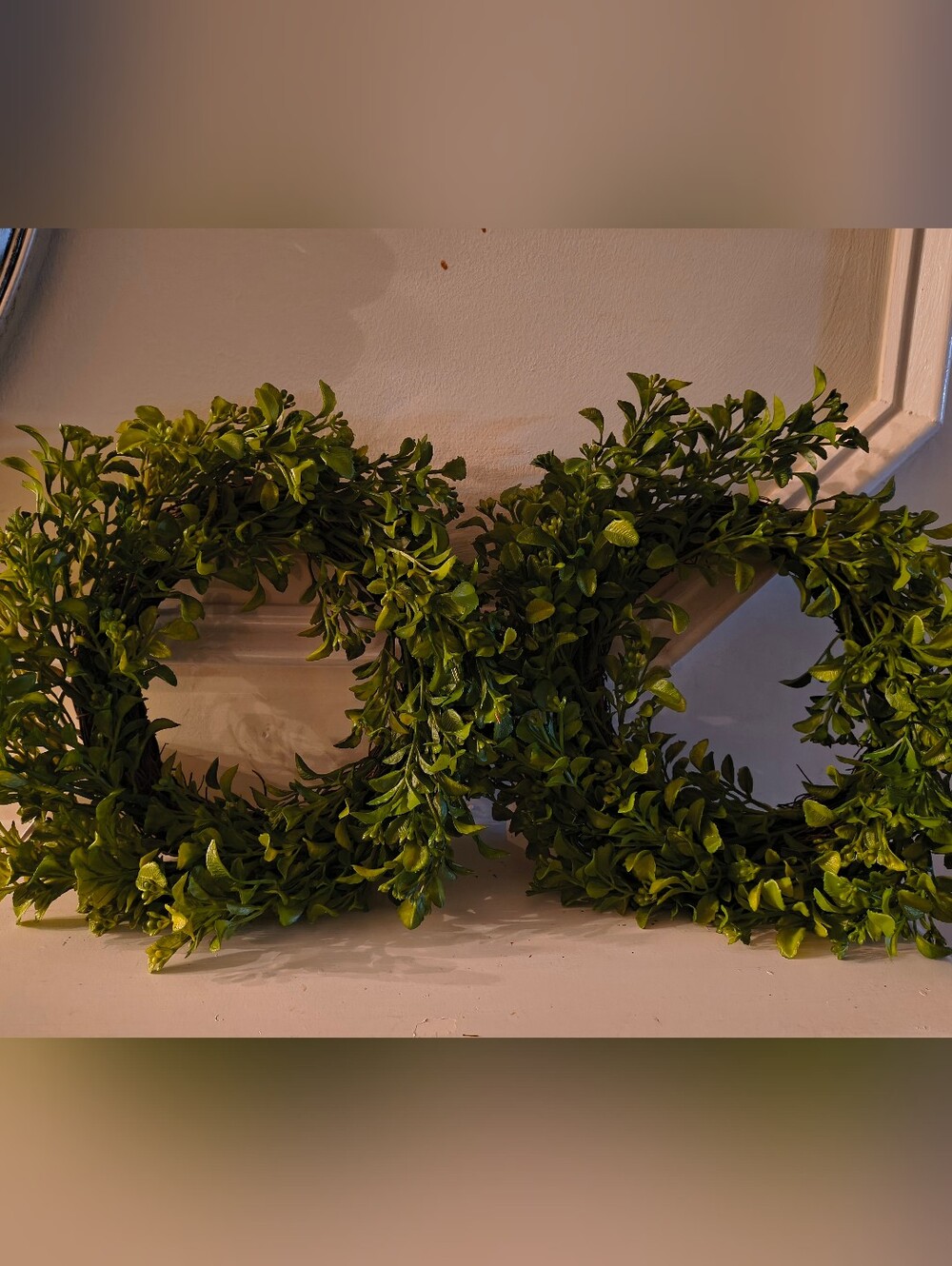 2pcs Home Holiday Green Boxwood Garland - Decorative Faux Greenery 12in
